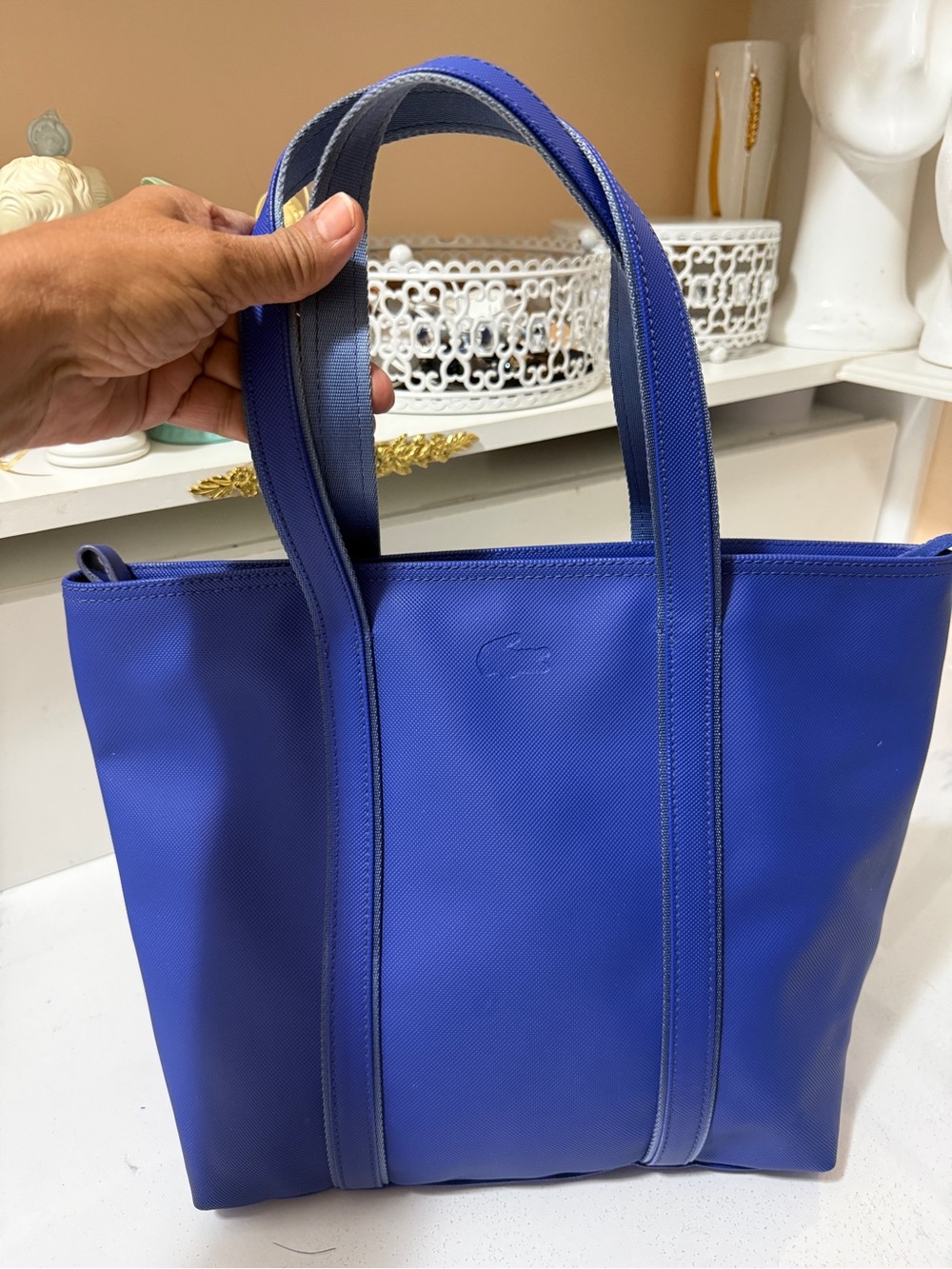 Lacoste Cobalt Blue Tote Bag with Dual Handles